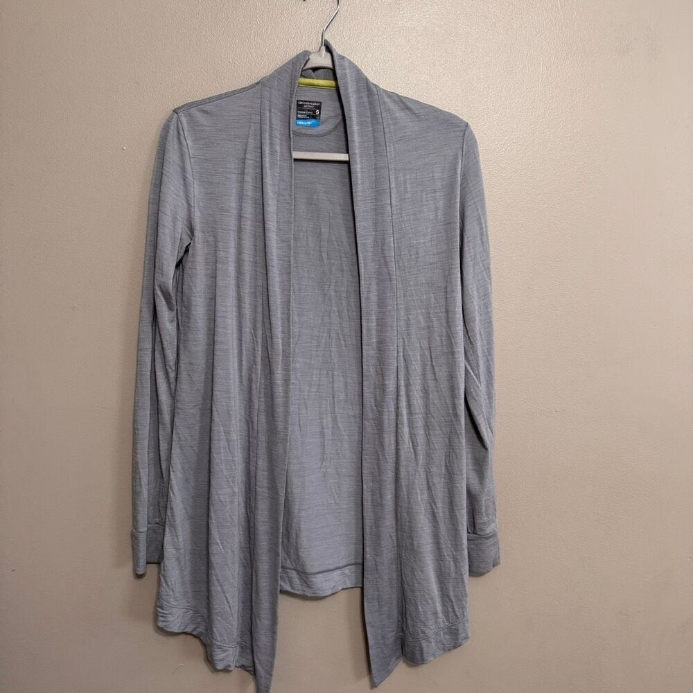 Icebreaker women's small grey Cool-Lite Merino Sphere Lightweight Open Cardigan